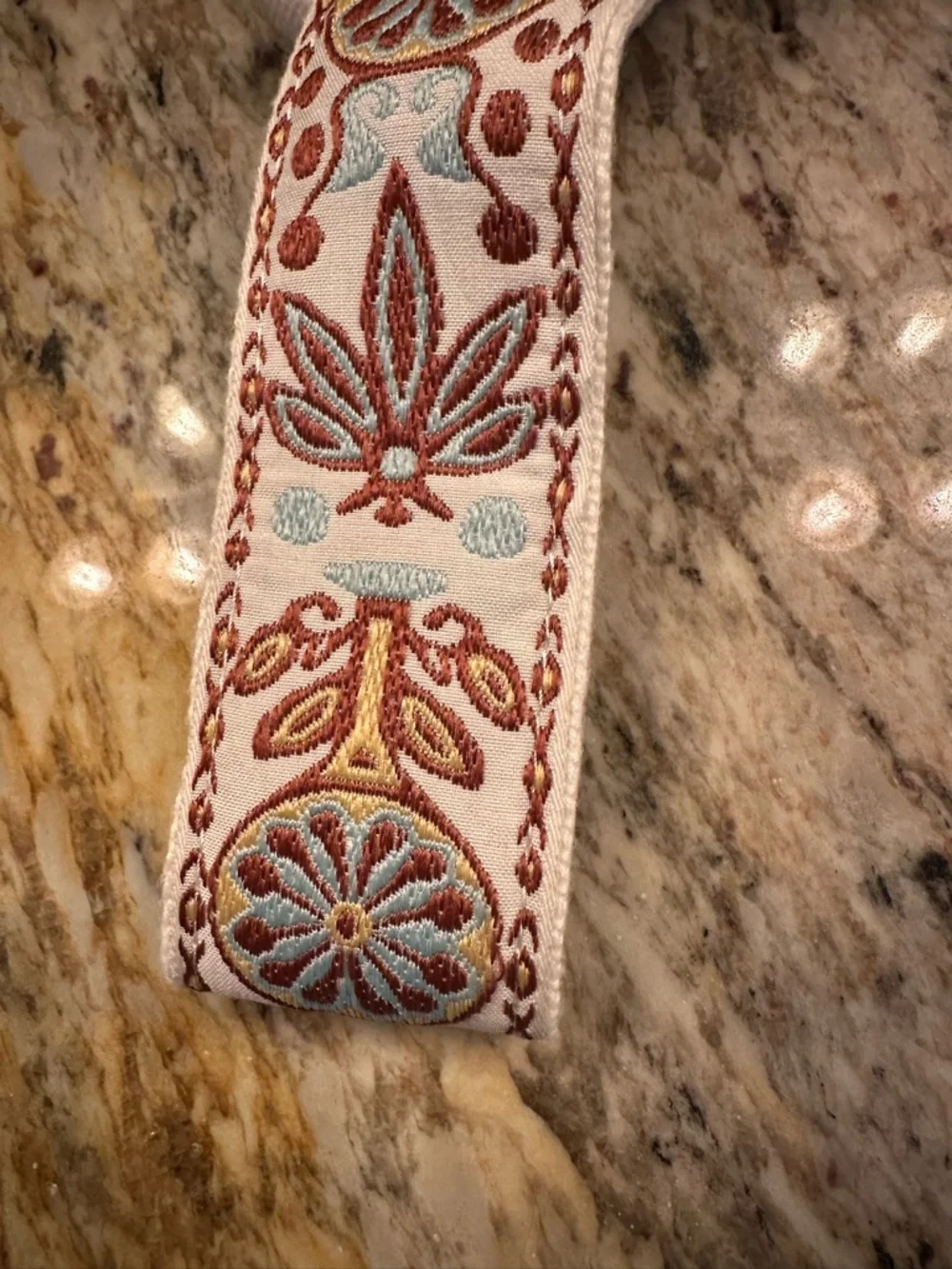 Ralph Lauren Tan Leather Crossbody with Embroidered Strap - Picture 5 of 7